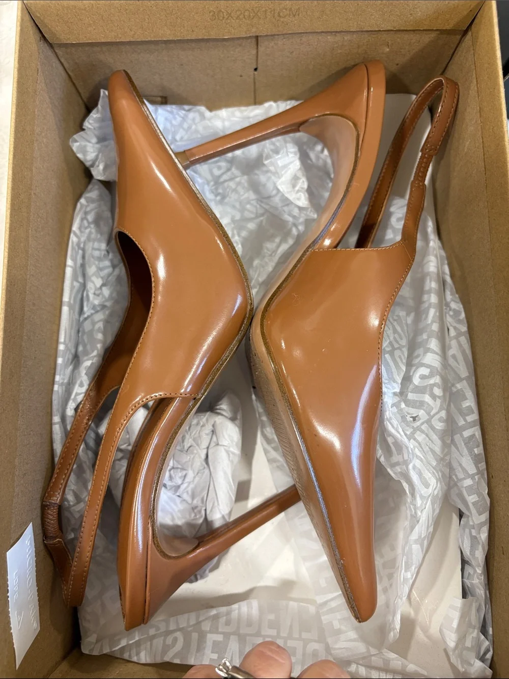 Steve Madden Reyes Cognac Leather Slingback Pointed-Toe Heels